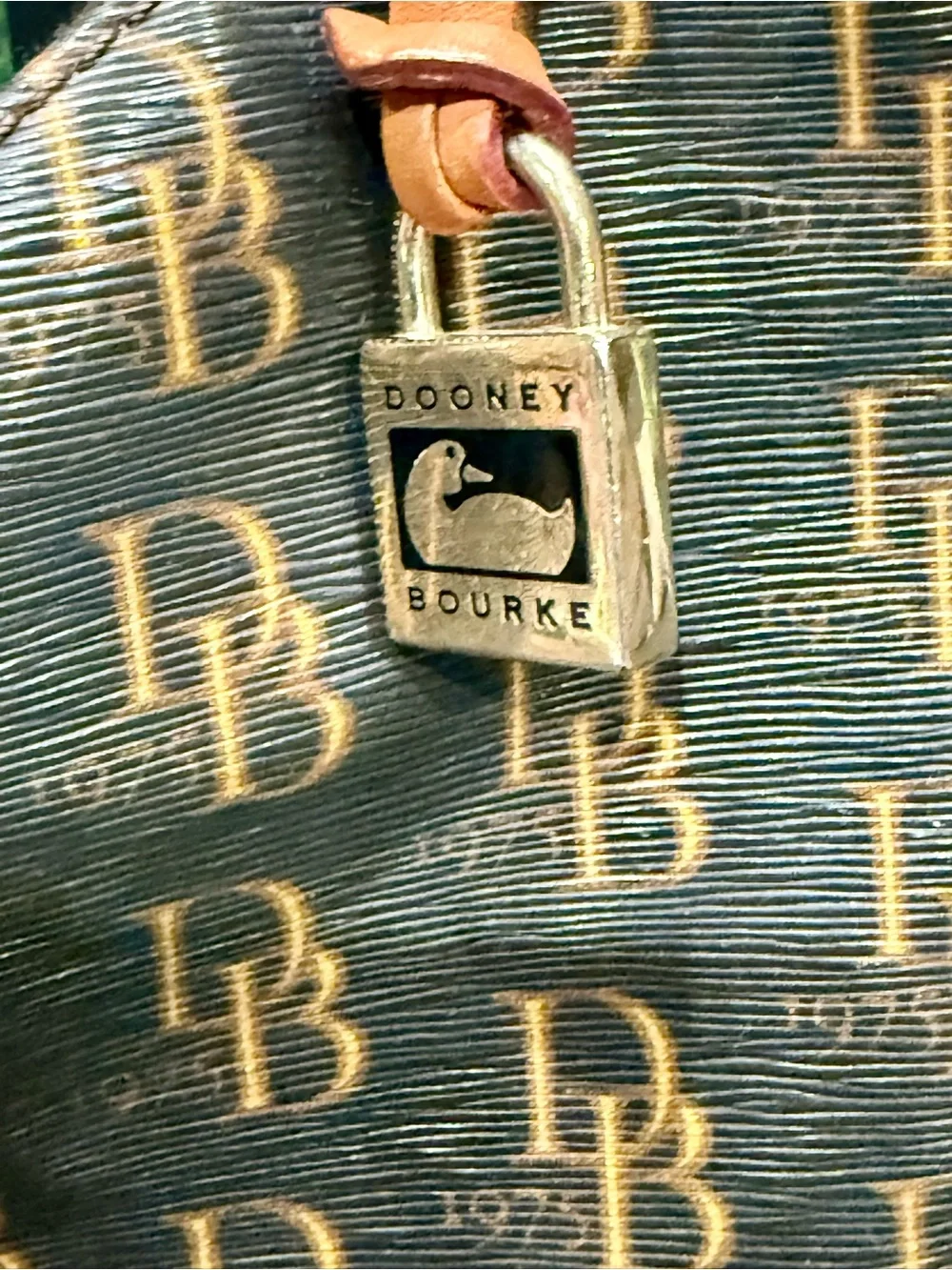 Dooney & Bourke 1975 Collins Monogram Hobo Brown Coated Canvas Leather Trim